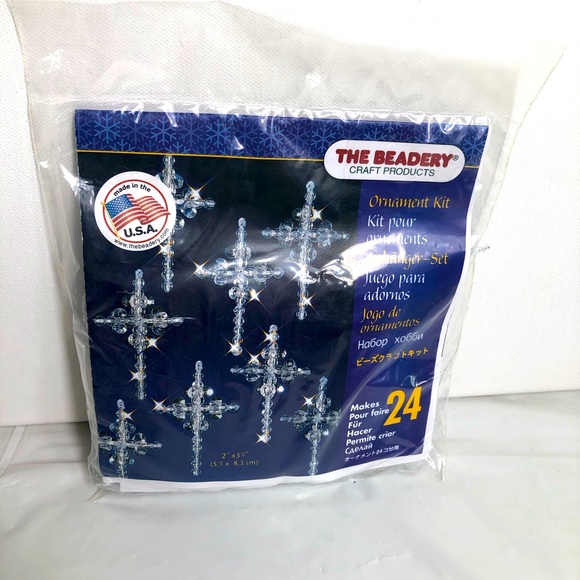 The Beadery Crystal Crosses Beaded Ornaments Kit Christmas Holiday USA 5536 - Picture 1 of 2